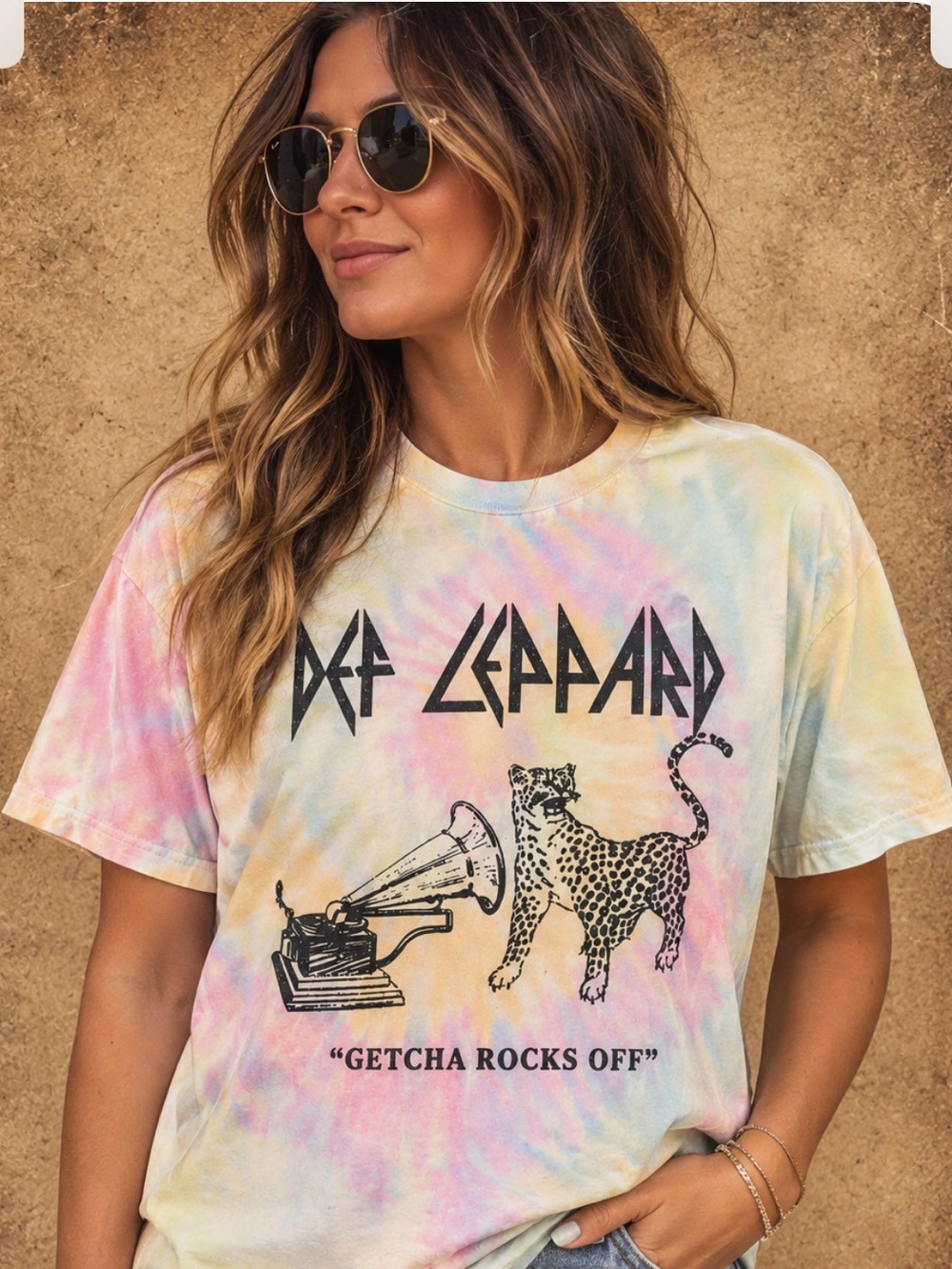 Tie-Dye Graphic Tee - Pastel Yellow/Pink